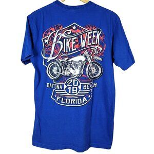 Bike Week Unisex Daytona Beach FL 2019 T Shirt Blue Medium 78th Motorcycle Back